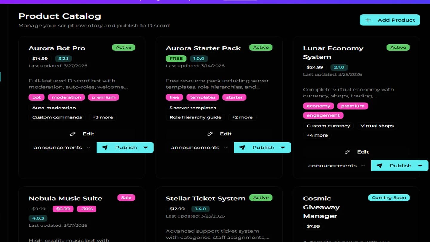 Product Catalog dashboard preview