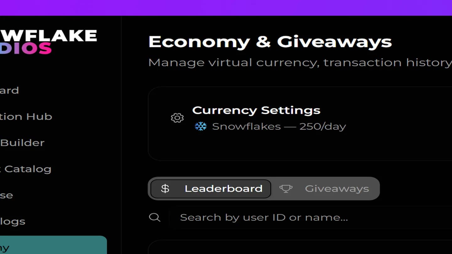 Economy System dashboard preview