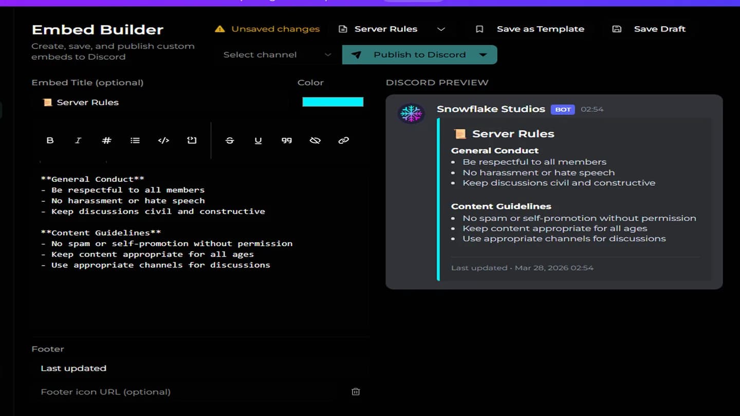 Embed Builder dashboard preview